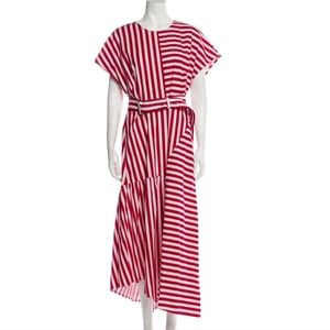 Rachel Comey Red & White Striped Asymmetrical Maxi Dress Size 6